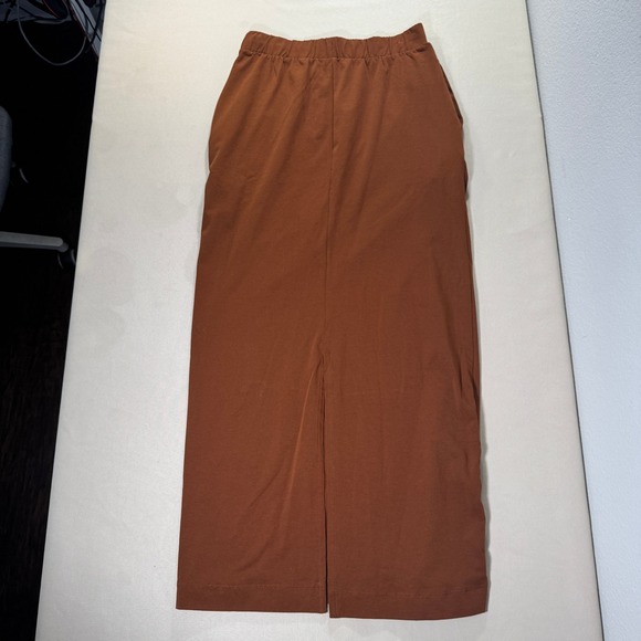 Uniqlo Mame Kurogouchi AIRism Cotton Slit Pencil Skirt Brown Small Modern NWT - Picture 9 of 12